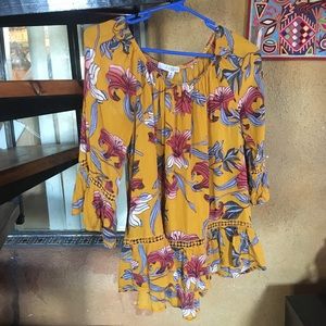 Fever yellow floral off shoulder blouse